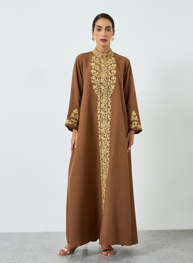 Maxim Creation Women Brown Embroidered A-Line Jalabiya - Image 2